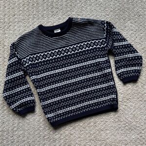 🟢 5/$25 - H&M | 100% Cotton Boys Fair Isle Knit Sweater in Navy Blue & White